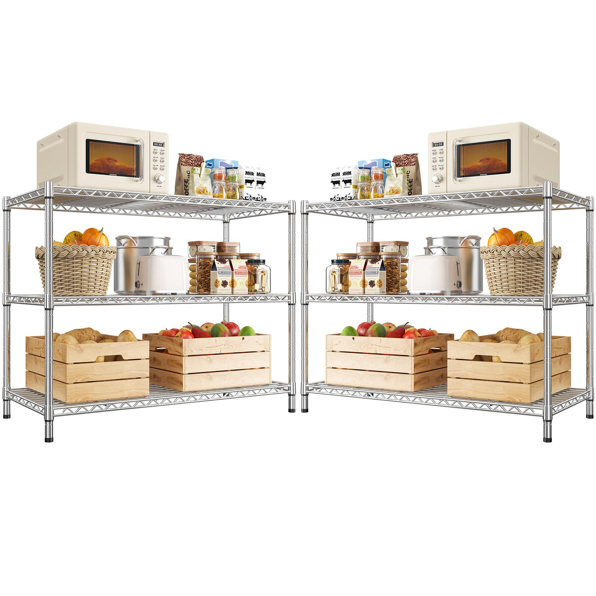 DurayLoly 3-Tier Metal Shelving 468LBS, Adjustable Storage Shelves, Kitchen
