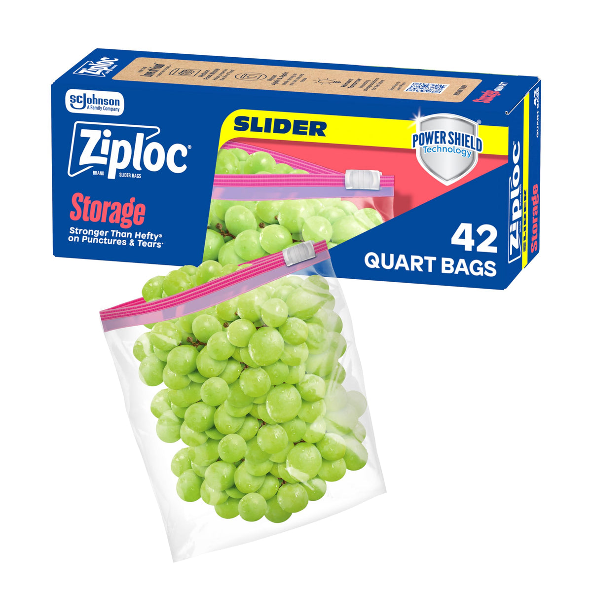 Ziploc Quart Food Storage Bags, Stand-Up Bottom, 76 Count
