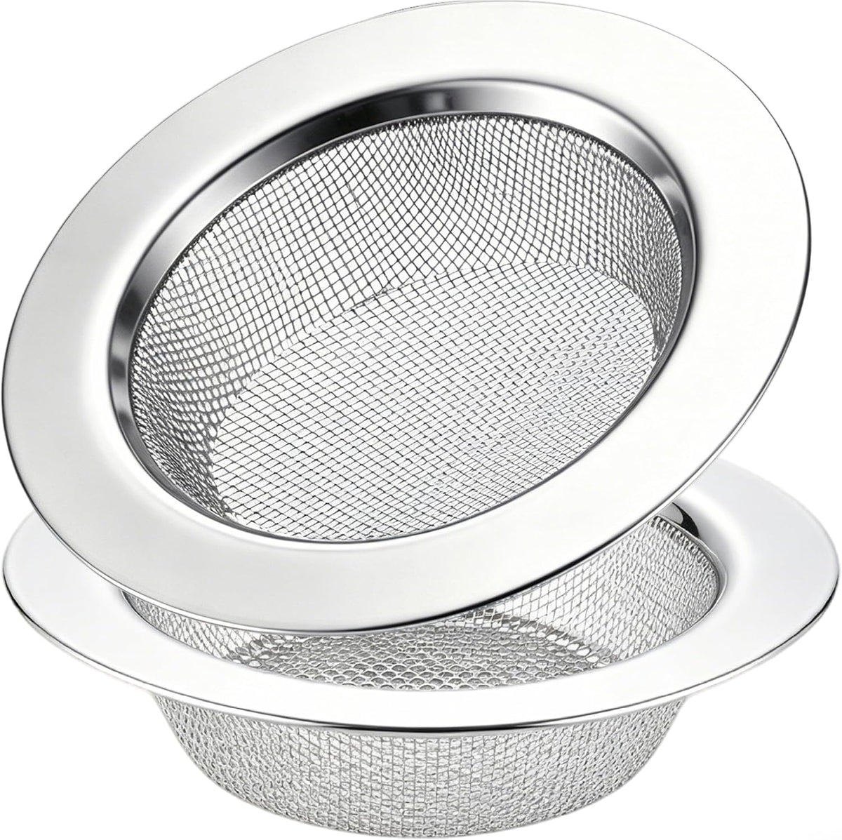 LASSHSWA 2 PCS Kitchen Sink Strainer Stainless Steel, Kitchen Sink Drain Strainer， Sink Strainers with Large Wide Rim 4.5" Diameter for Kitchen Sinks