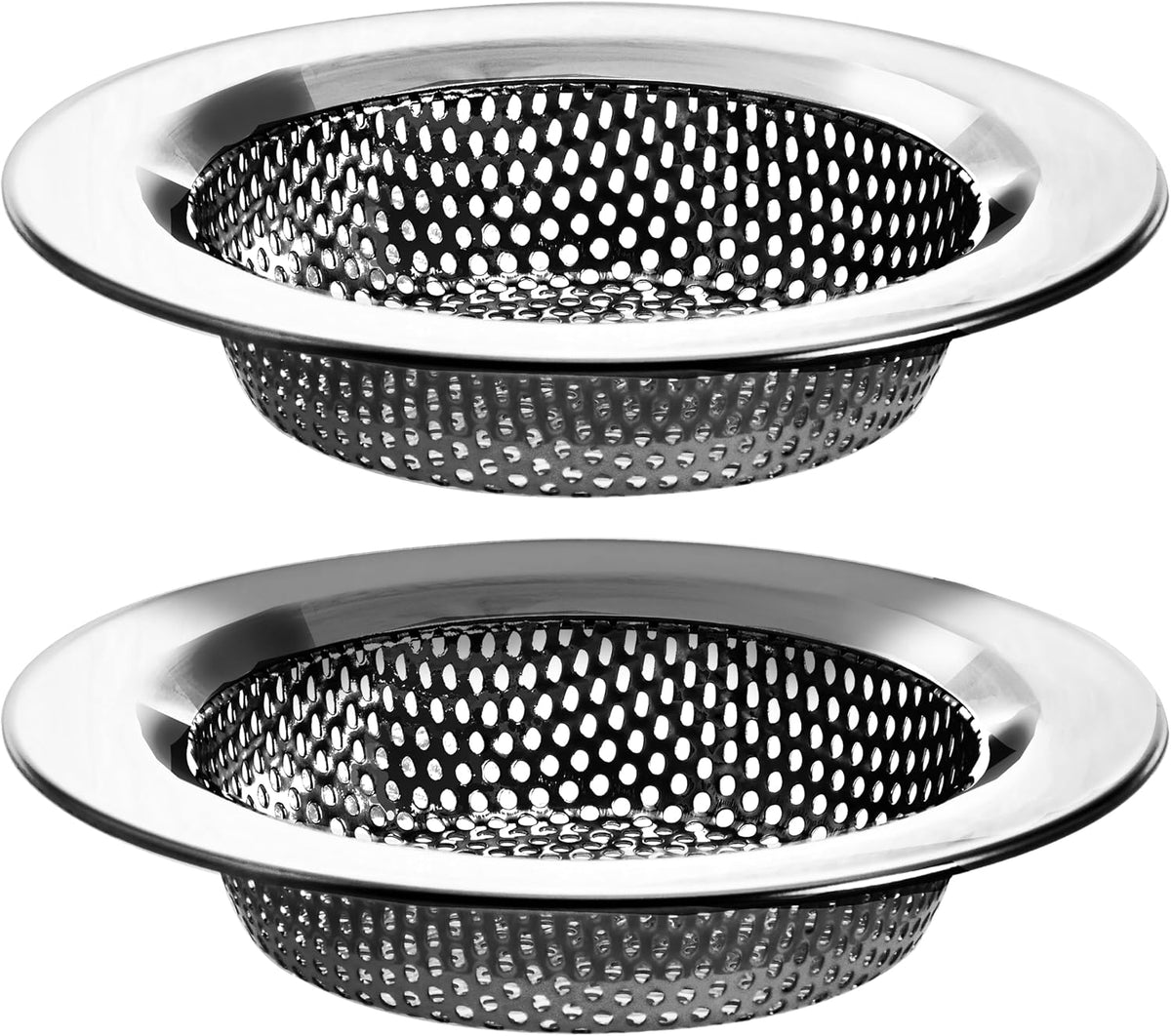 2 Pack - 4.5" Top / 3" Basket - Kitchen Sink Drain Strainer Large Basket Food Catcher. Stainless Steel