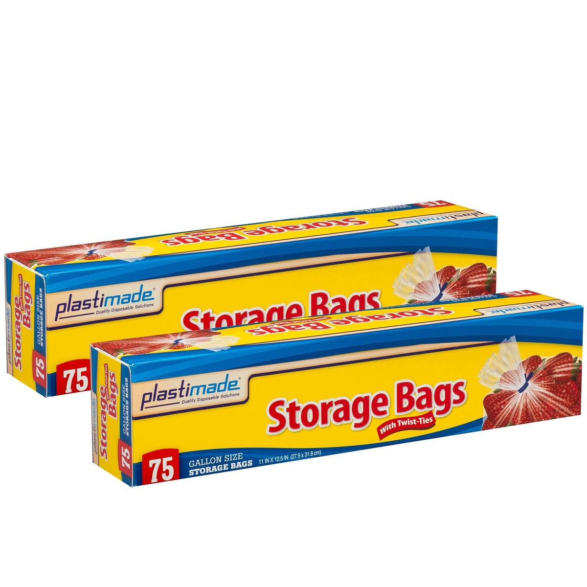 1 Gallon Storage Bags With Twist Ties, 300 Count (4 Packs of 75)