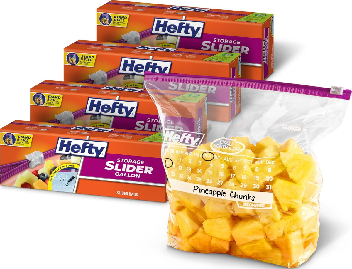 Hefty Calendar Slider Storage Bags, Half Gallon Size, 4pk, 32ct (128 Total)