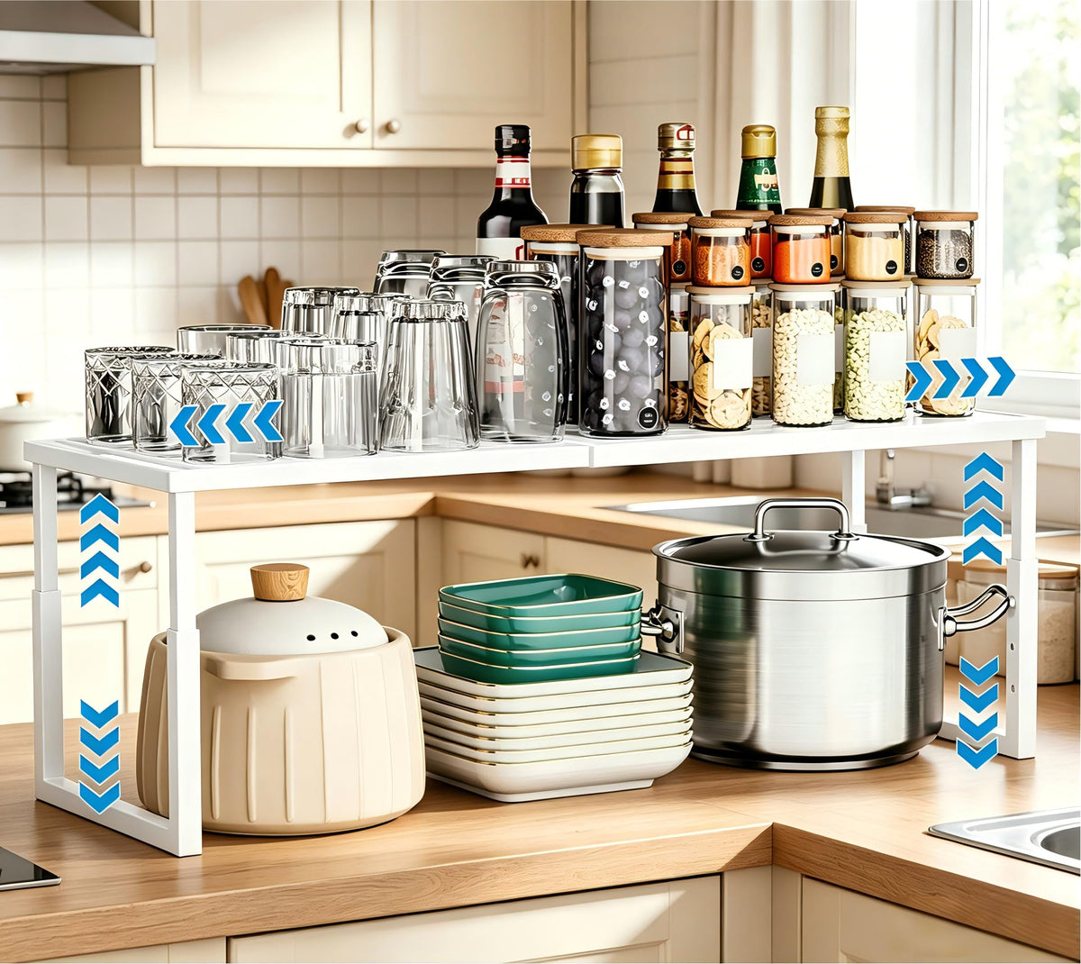 Cabinet Shelves, 2 Pack Stackable Shelves for Kitchen Storage