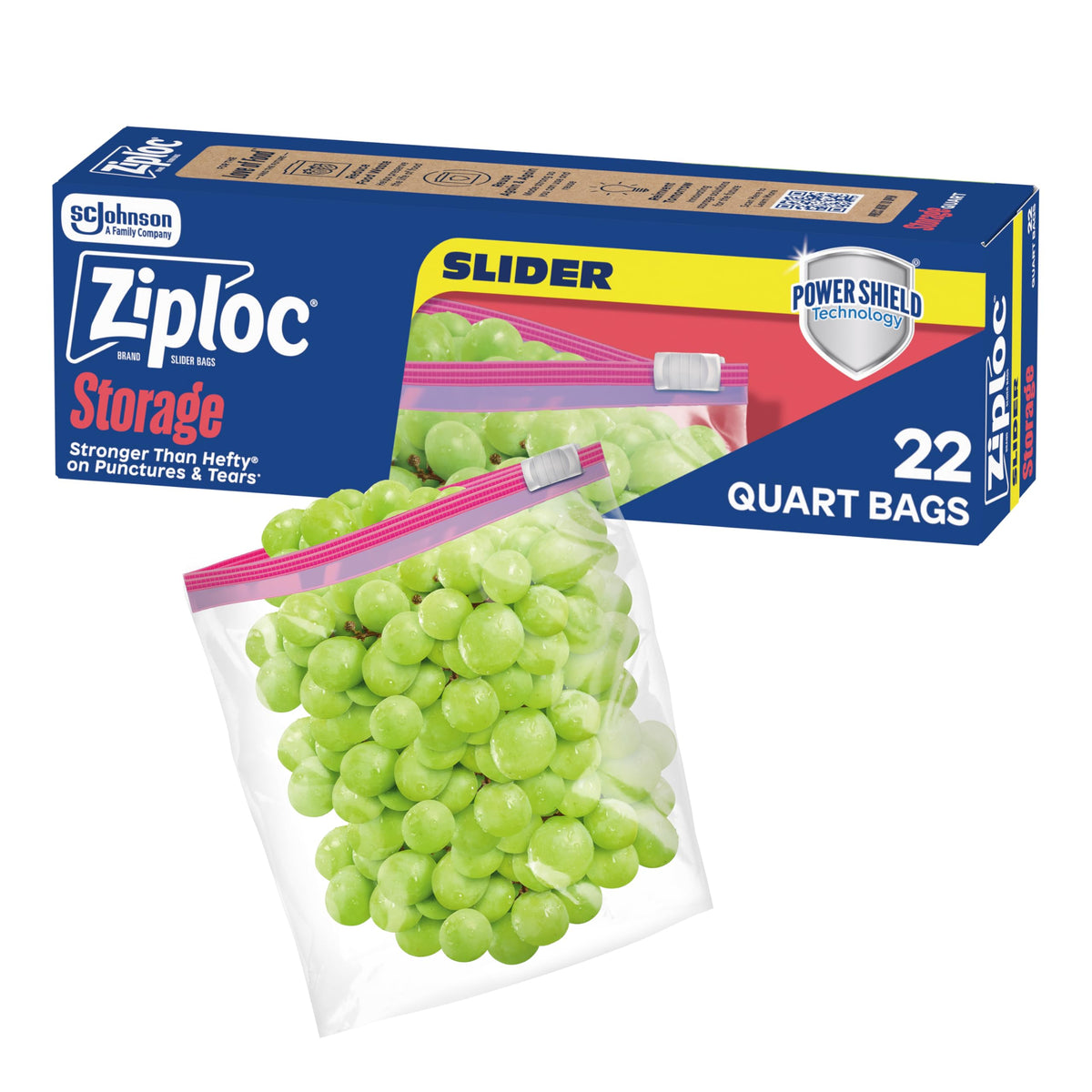 Ziploc Quart Food Storage Bags, Stand-Up Bottom, 76 Count