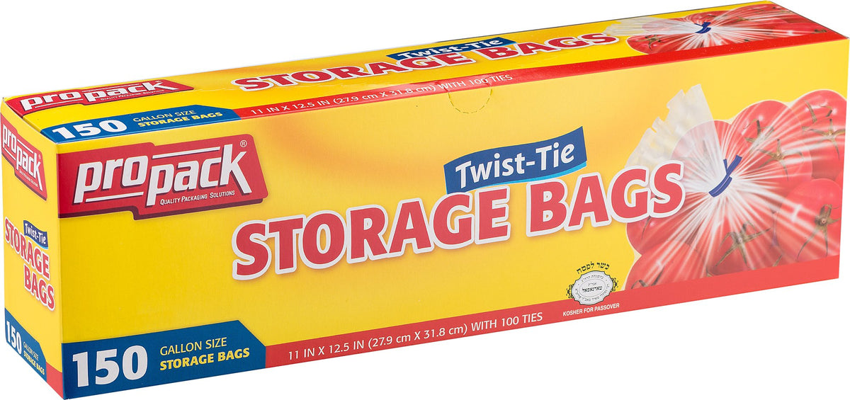 1 Gallon Twist Tie Storage Bags, Clear Plastic Food, 600 Count