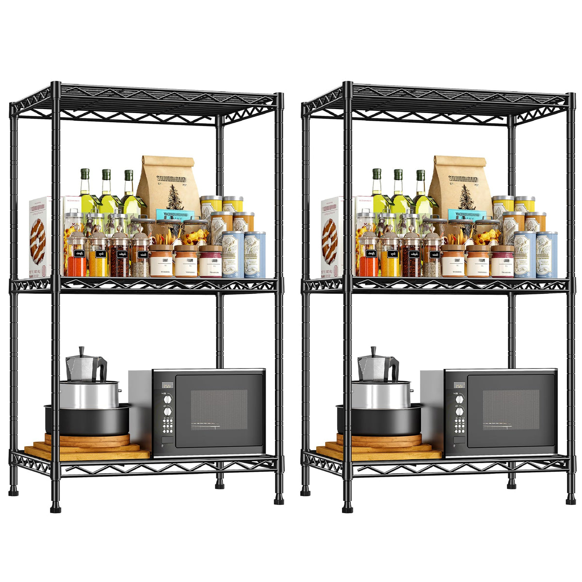 DurayLoly 3-Tier Metal Shelving 468LBS, Adjustable Storage Shelves, Kitchen