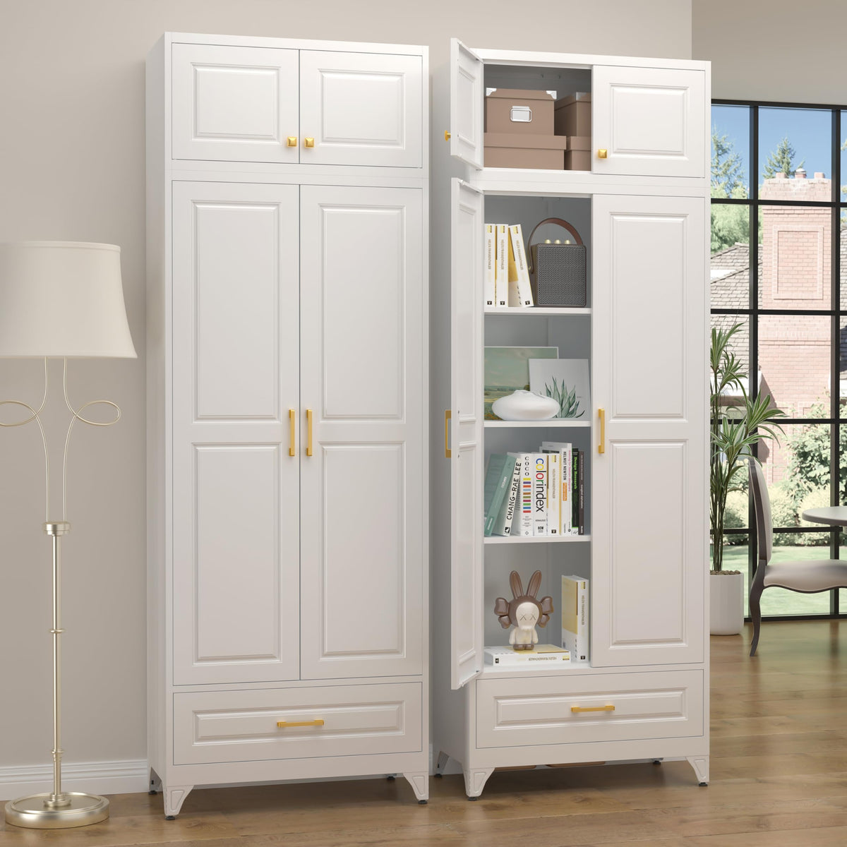 Steeloong 71"Metal Pantry Storage Cabinet with Doors & 4 Adjustable Shelves