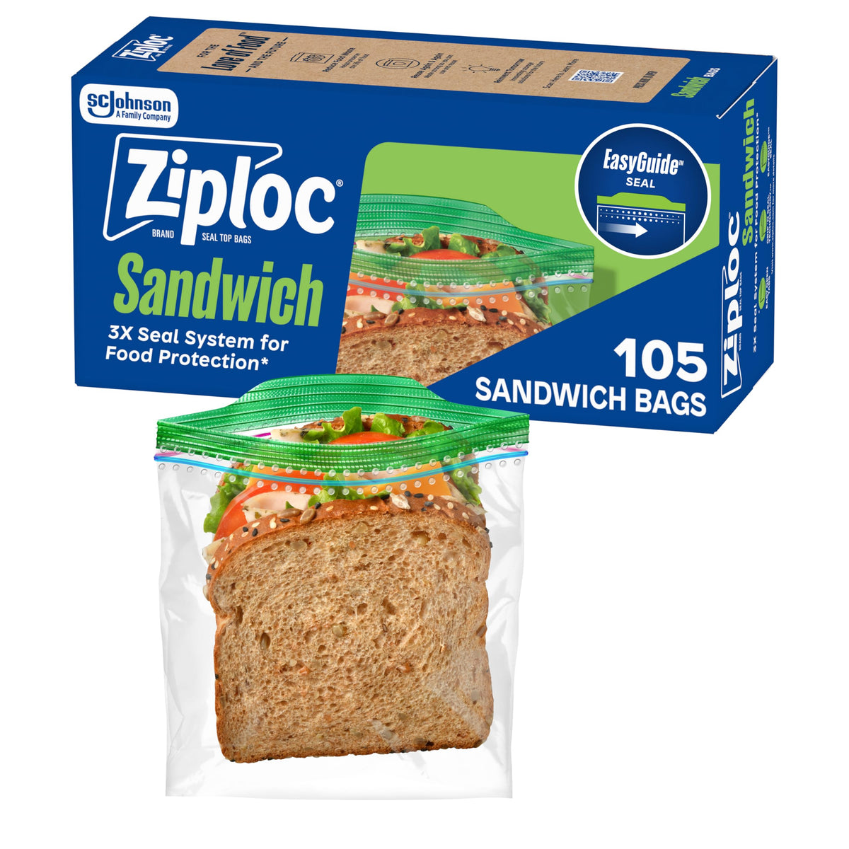 Ziploc Sandwich & Snack Bags, Food Storage, Easy Open & Close, 270 Count