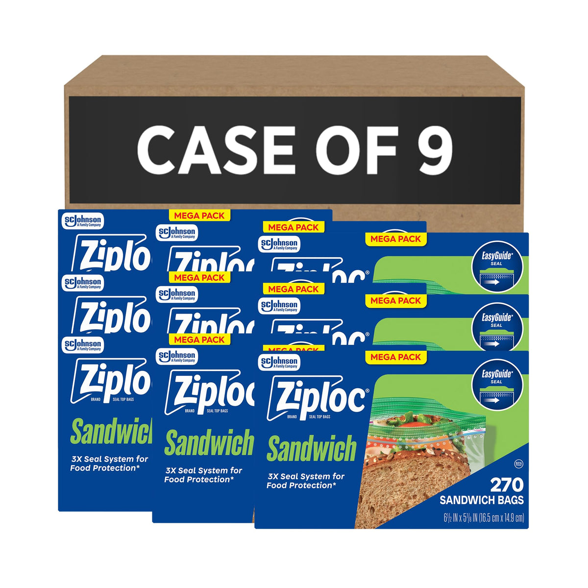 Ziploc Sandwich & Snack Bags, Food Storage, Easy Open & Close, 270 Count