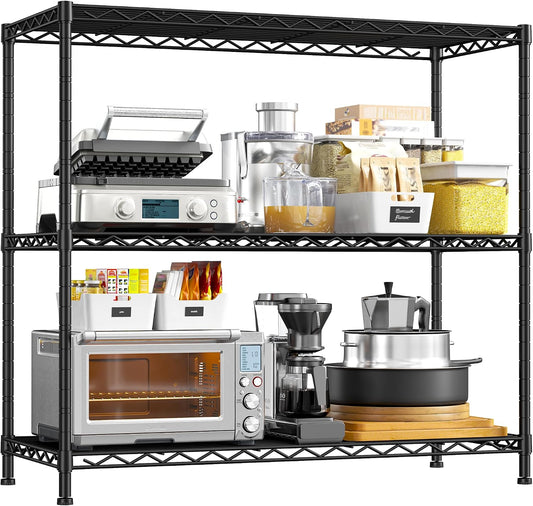 DurayLoly 3-Tier Metal Shelving 468LBS, Adjustable Storage Shelves, Kitchen