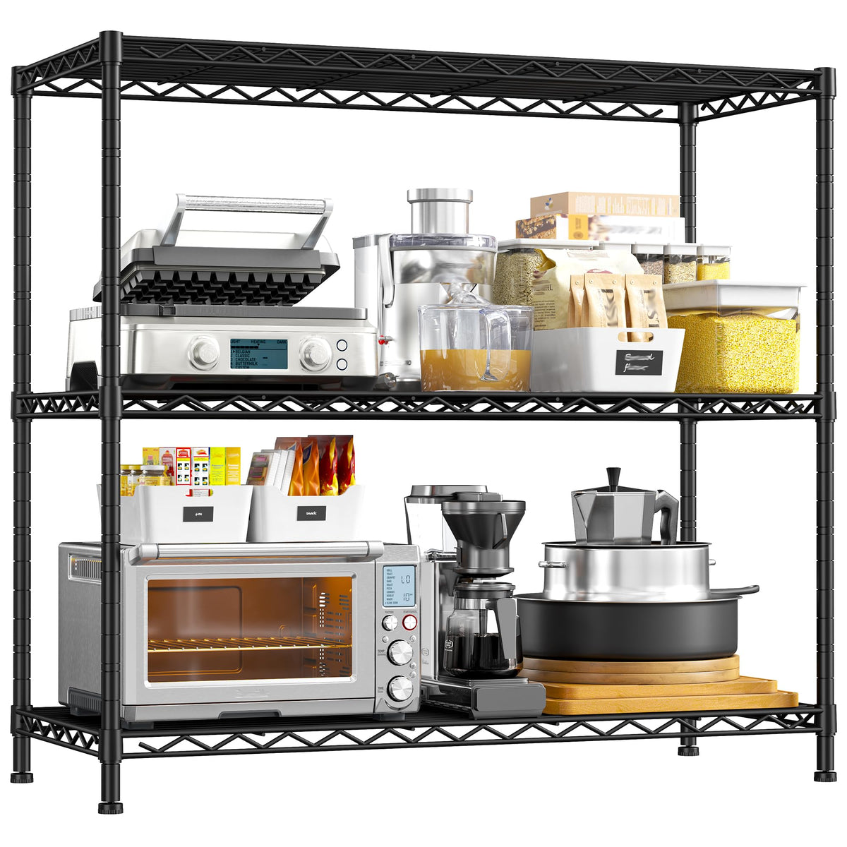 DurayLoly 3-Tier Metal Shelving 468LBS, Adjustable Storage Shelves, Kitchen
