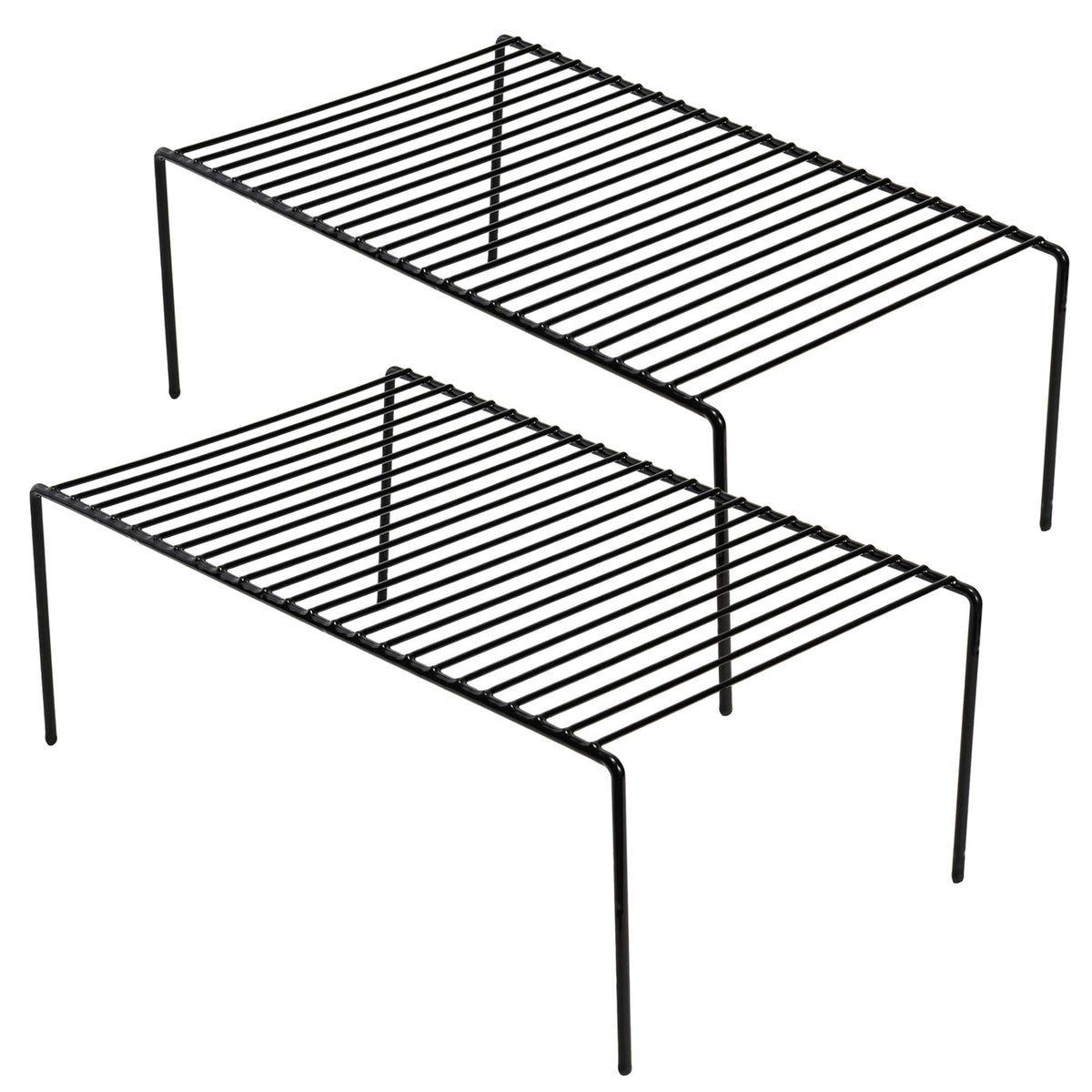 iPEGTOP Kitchen Cabinet Storage Shelf Rack, Set of 2 Large (15.7 x 9.4 Inch) Rustproof Metal Wire Shelves Spice Shelf Rack Cupboard Organizer for Pantries Countertops Utensils Organization, White