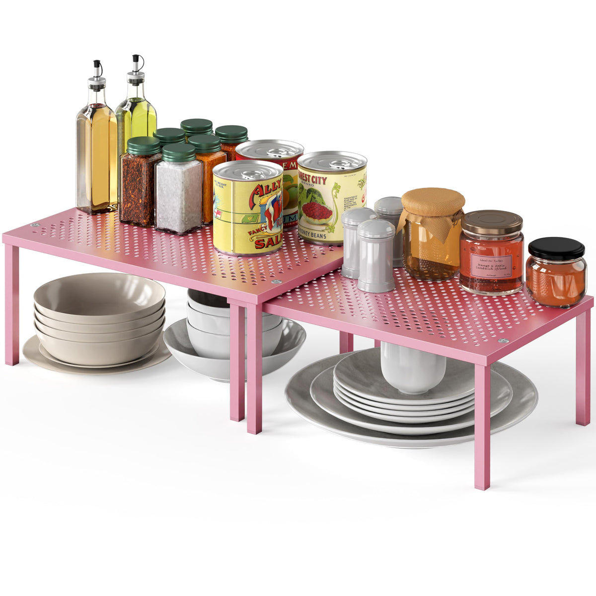 Simple Houseware Expandable Stackable Kitchen Counter Shelf Organizer, White, Metal Top, 11.25"L x 7.9"W x 5.4"H