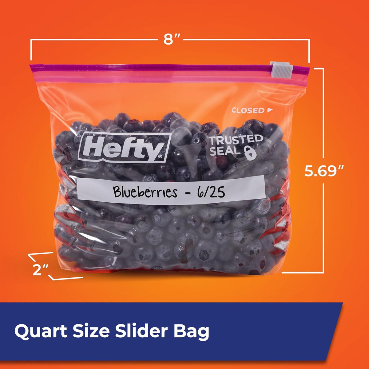 Hefty Slider Storage Bags, Quart Size, 78 Count