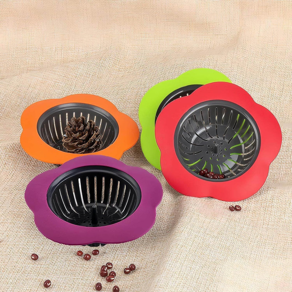 Silicone Sink Drain Strainer, 4 Pack