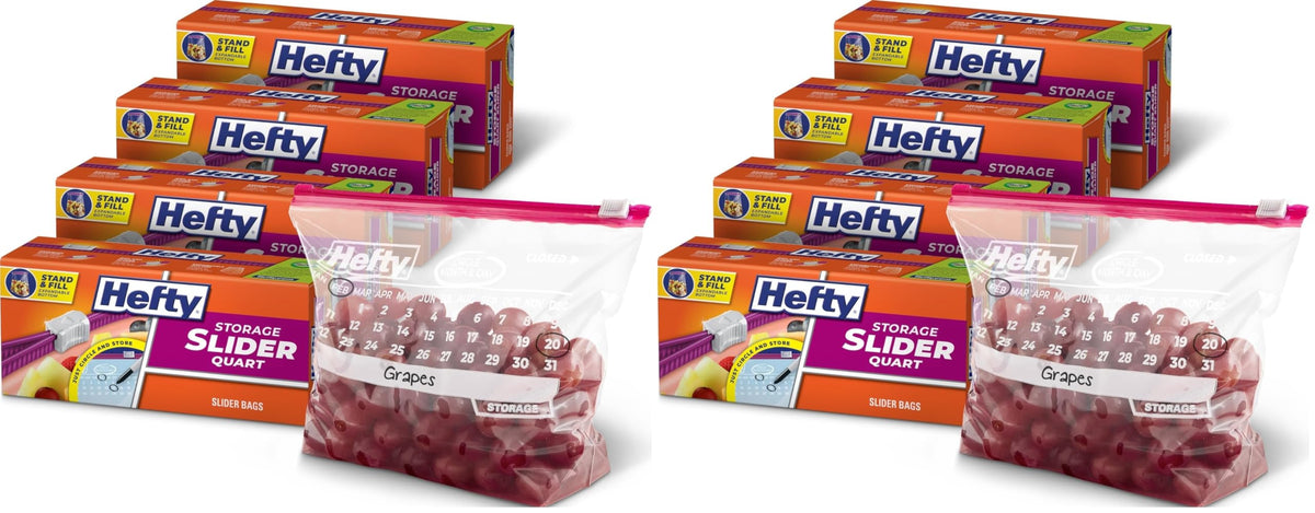 Hefty Calendar Slider Storage Bags, Half Gallon Size, 4pk, 32ct (128 Total)