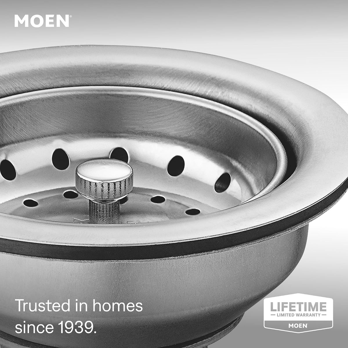 Moen Kitchen Sink Strainer Basket with Drain Assembly, Stainless Steel, 22036