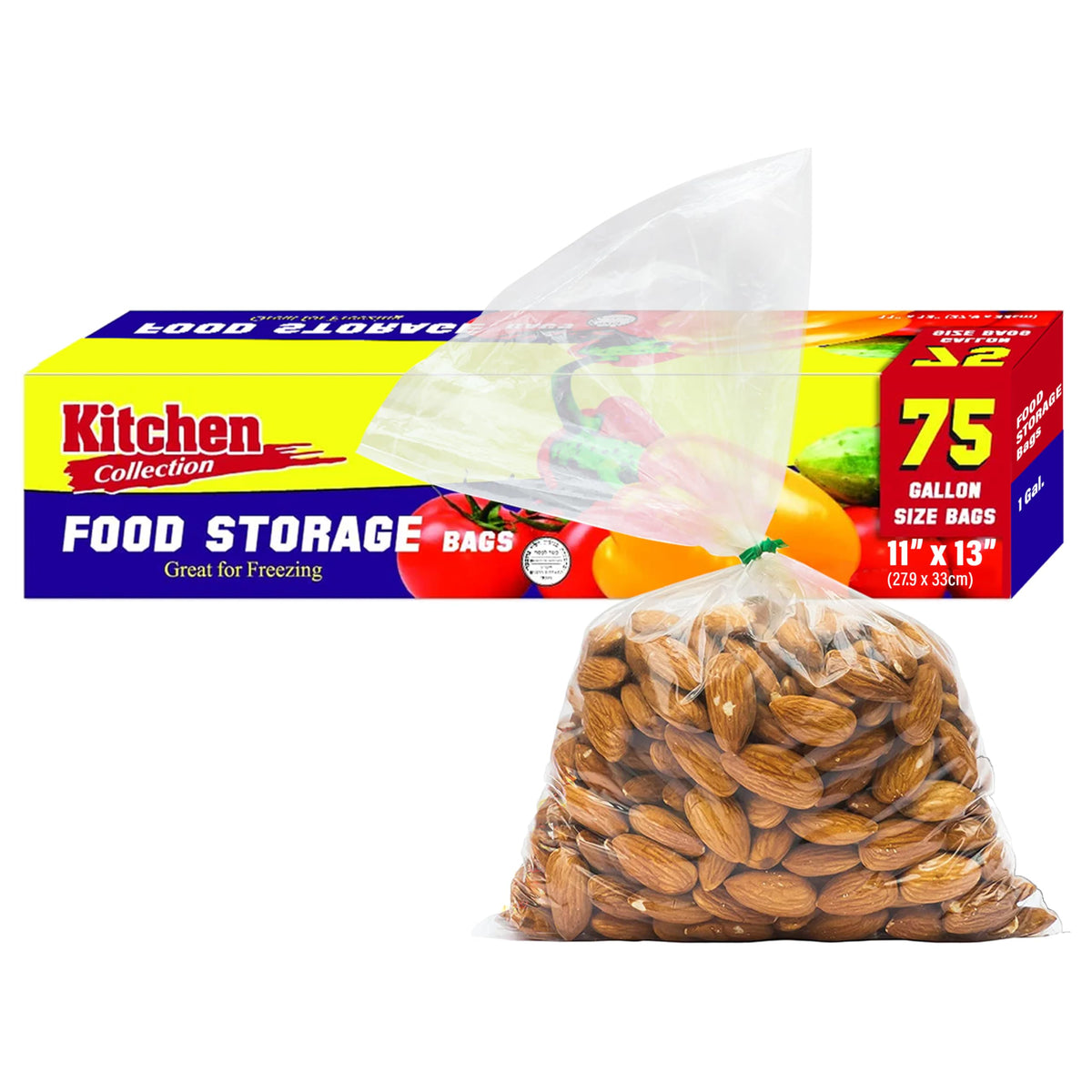 PARTY BARGAINS 1 Gallon Food Storage Bags with Twist-Ties, 11" x 13" (225 Count) – Heavy Duty Plastic Food Saver Bags for Kitchen, Meal Prep, Freezer & Pantry Organization