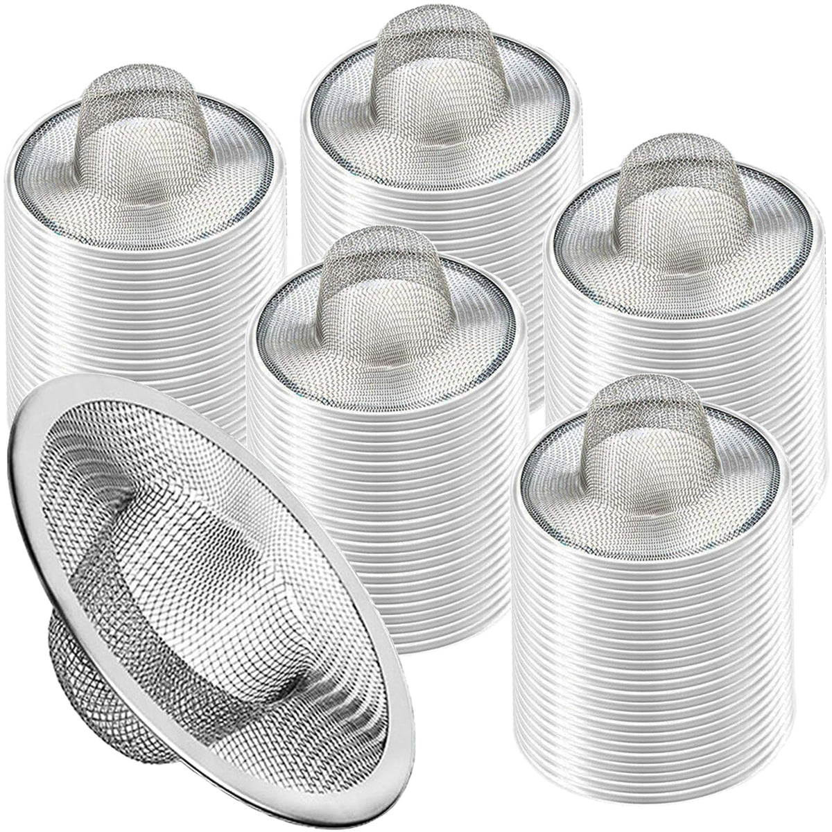 2pcs Heavy Duty Stainless Steel Slop Basket Filter Trap, 2.75" Top / 1" Mesh Metal Sink Strainer Shower Drain Hair Catcher for Kitchen Bathroom Bathtub Wash Basin Floor Balcony Drain Hole, Utility