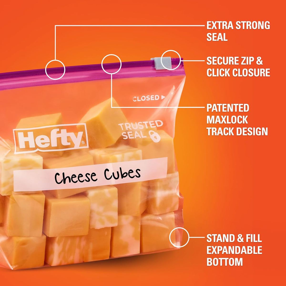 Hefty Slider Storage Bags, Quart Size, 78 Count