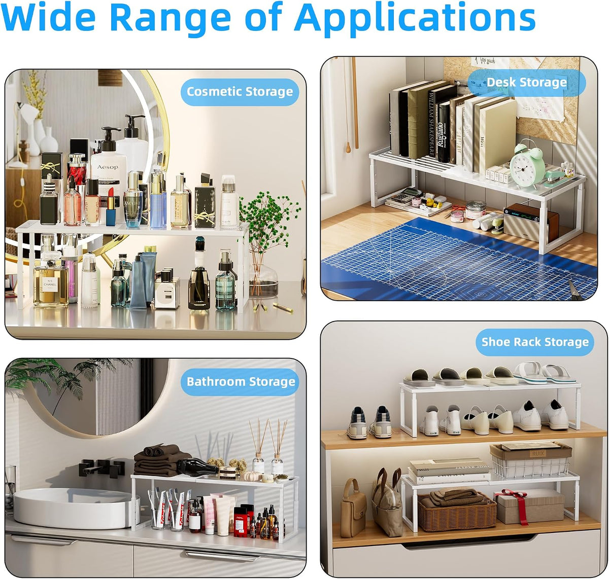 Cabinet Shelves, 2 Pack Stackable Shelves for Kitchen Storage