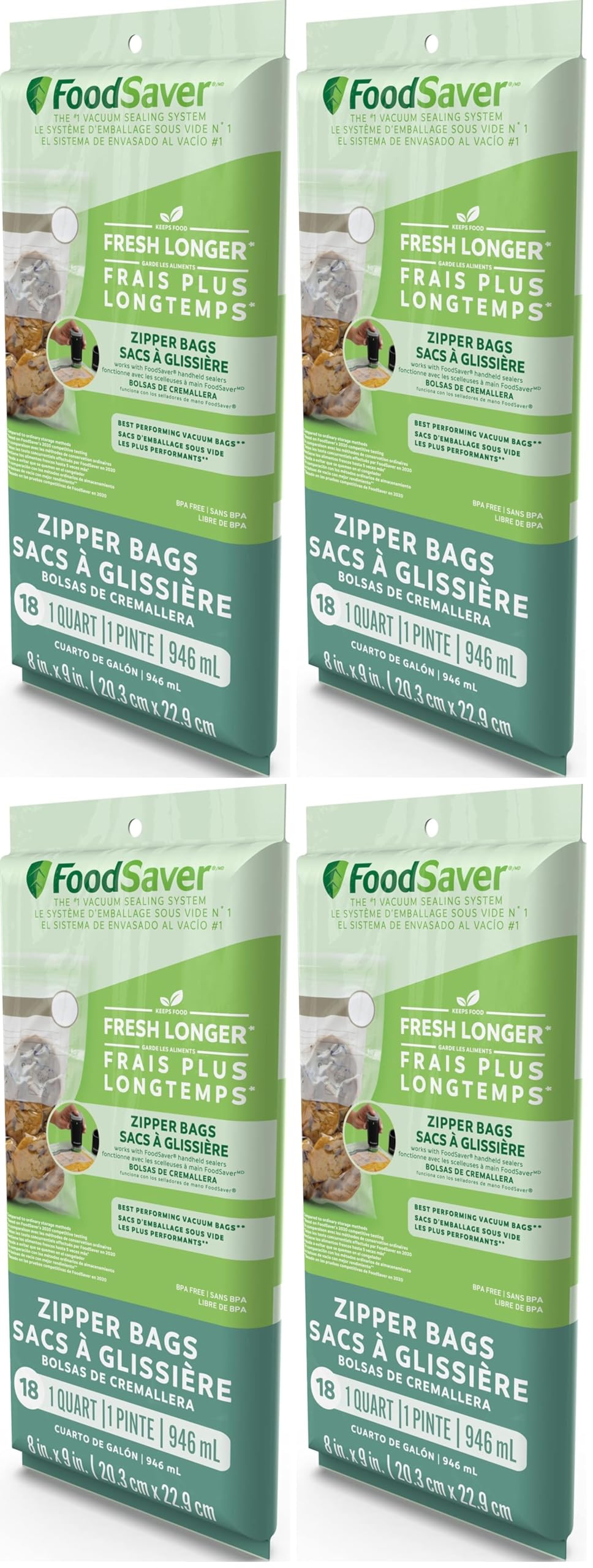 FoodSaver 1-Quart BPA-Free Multilayer Construction Vacuum Zipper Bags