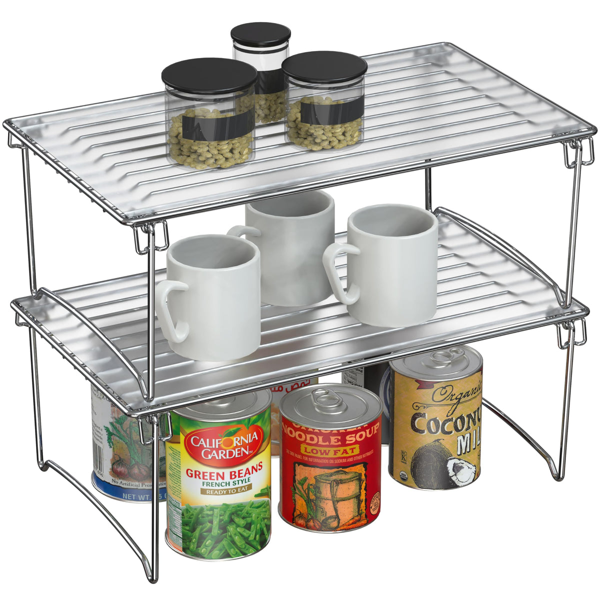 Deco Brothers Stackable Cabinet Shelf Organizer, 2 Pack, Chrome