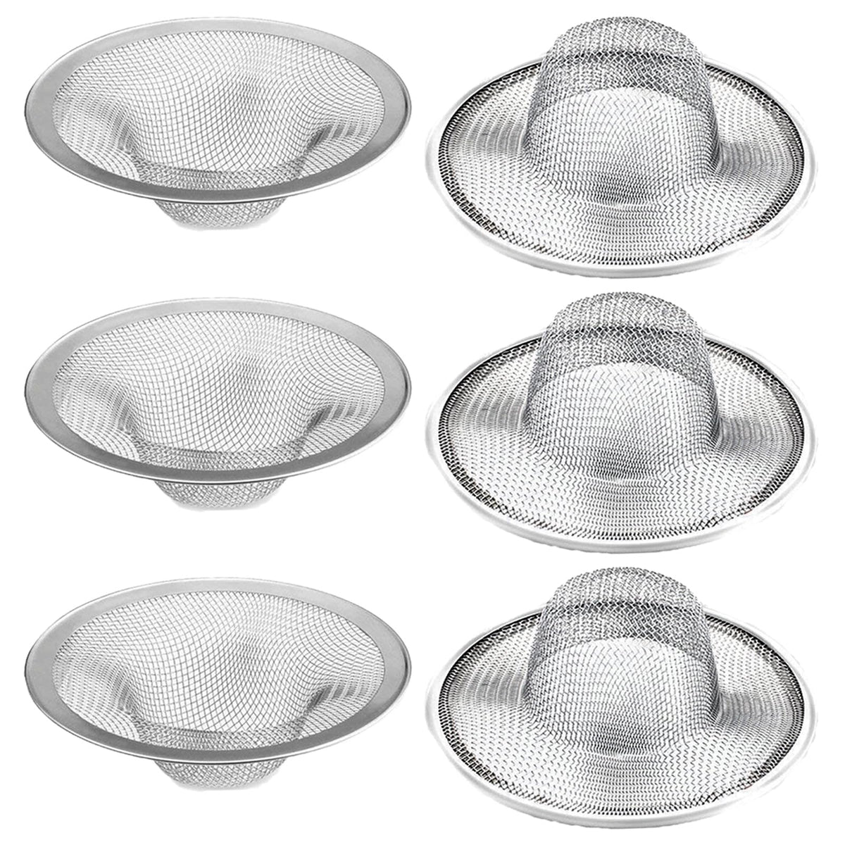 2.75" Top / 1" Kitchen Sink Drain Strainer, 2PCS Stainless Steel Filter Trap, Mesh Shower Drain Hair Catcher for Bathroom, Laundry, Utility, RV, Slop Sinks, Fast Flow Full Mesh Drain Covers Basket