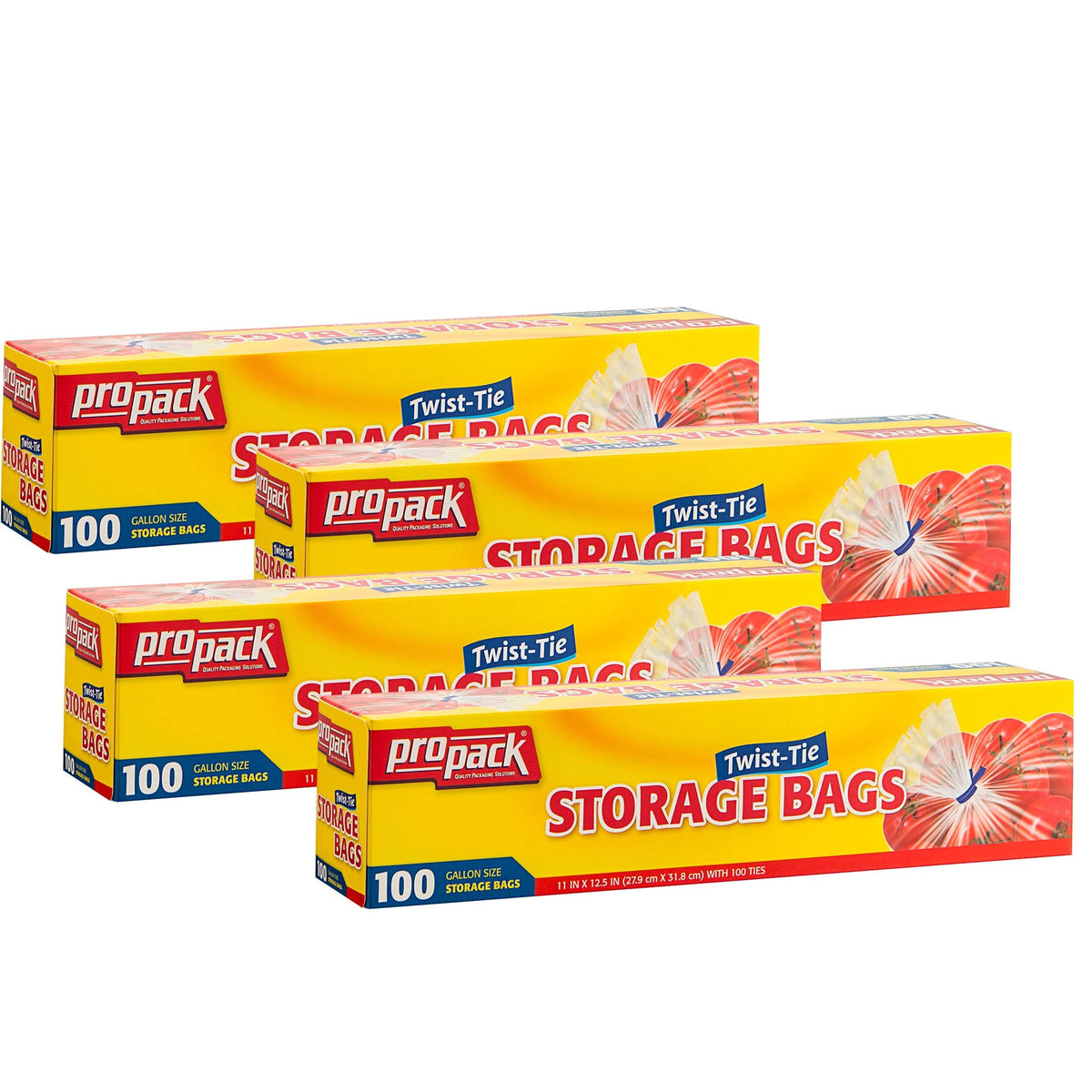 1 Gallon Twist Tie Storage Bags, Clear Plastic Food, 600 Count