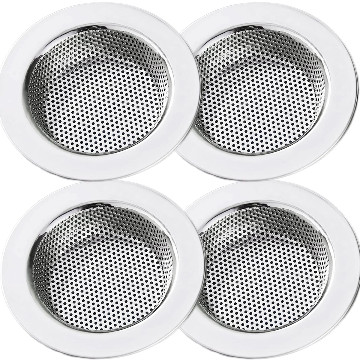 Kitchen Sink Strainer Stainless Steel, LASSHSWA Kitchen Sink Drain Strainer, Sink Strainers for Kitchen Sinks with Large Wide Rim 4.5" Diameter (2 Pack)