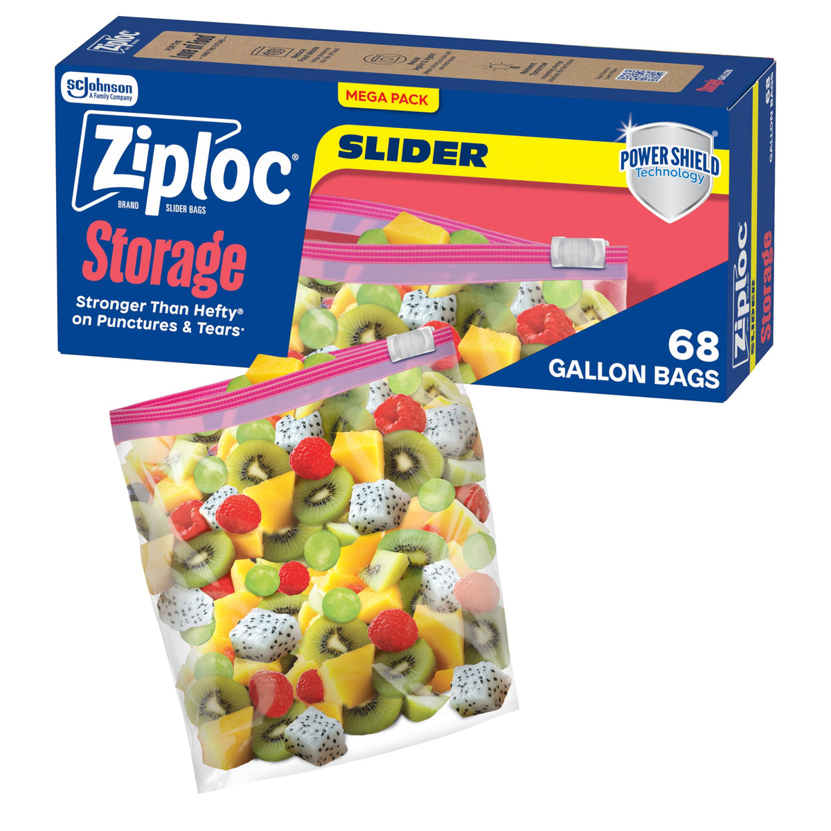 Ziploc Gallon Food Storage Slider Bags, 68 Count