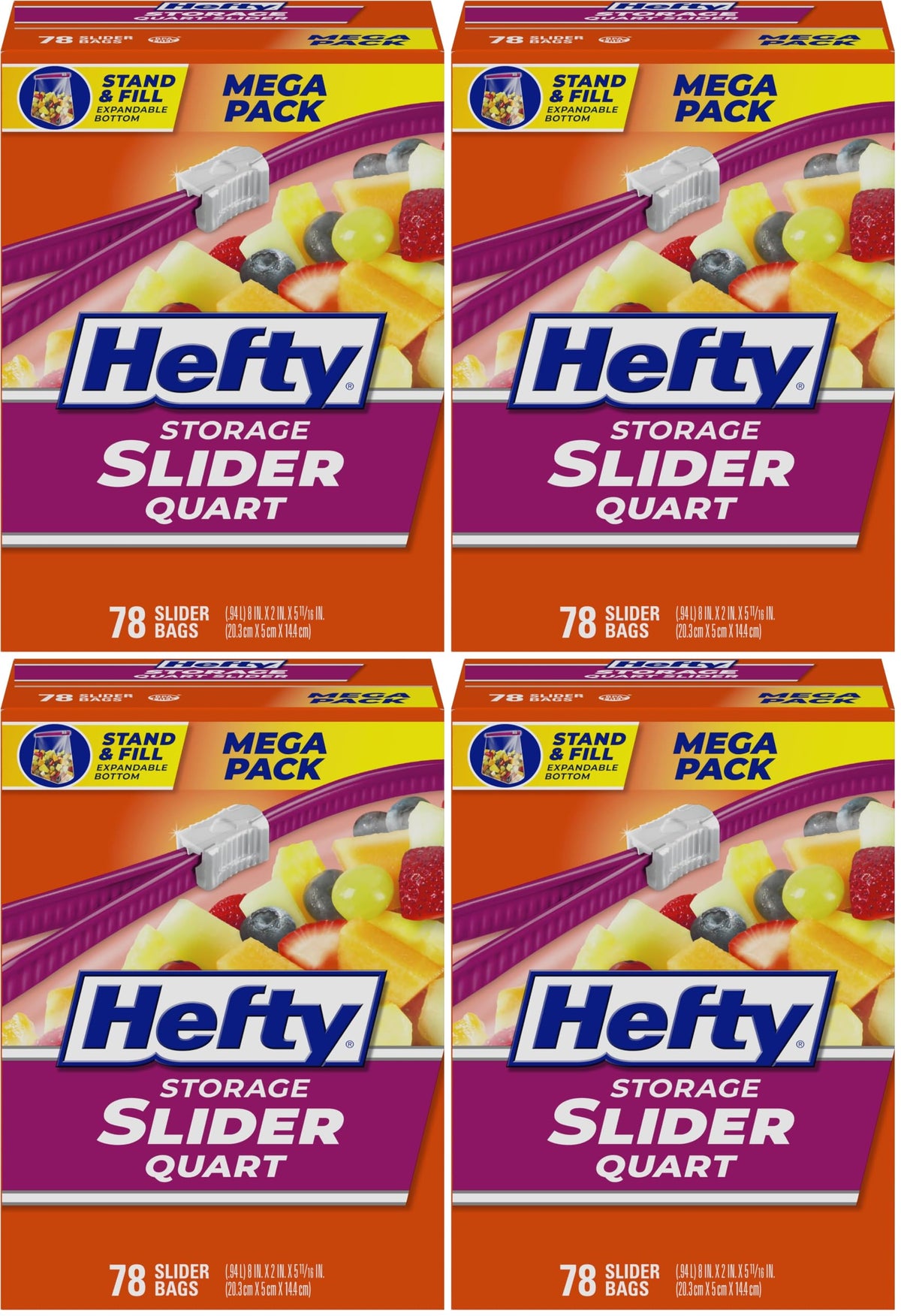 Hefty Slider Storage Bags, Quart Size, 78 Count