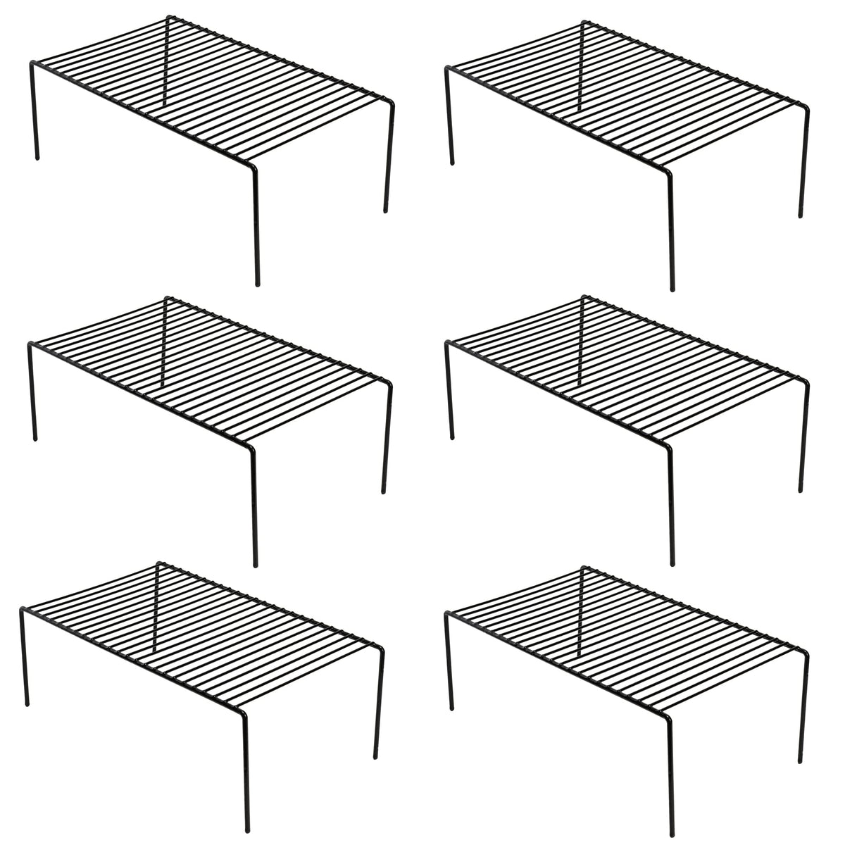 iPEGTOP Set of 6 Large (15.7 x 9.4 Inch) Kitchen Cabinet Organizer Shelf, Wire Freezer Storage Shelves Rack, Rustproof Steel Metal Shelf Riser for Dish Plates Pantry Cupboard Organization, White