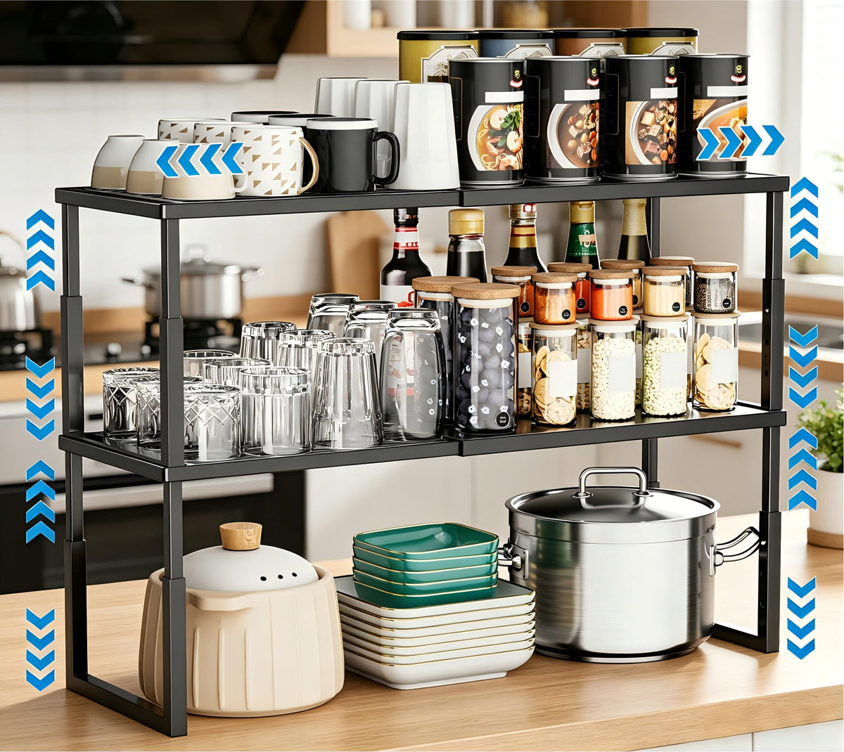 Cabinet Shelves, 2 Pack Stackable Shelves for Kitchen Storage