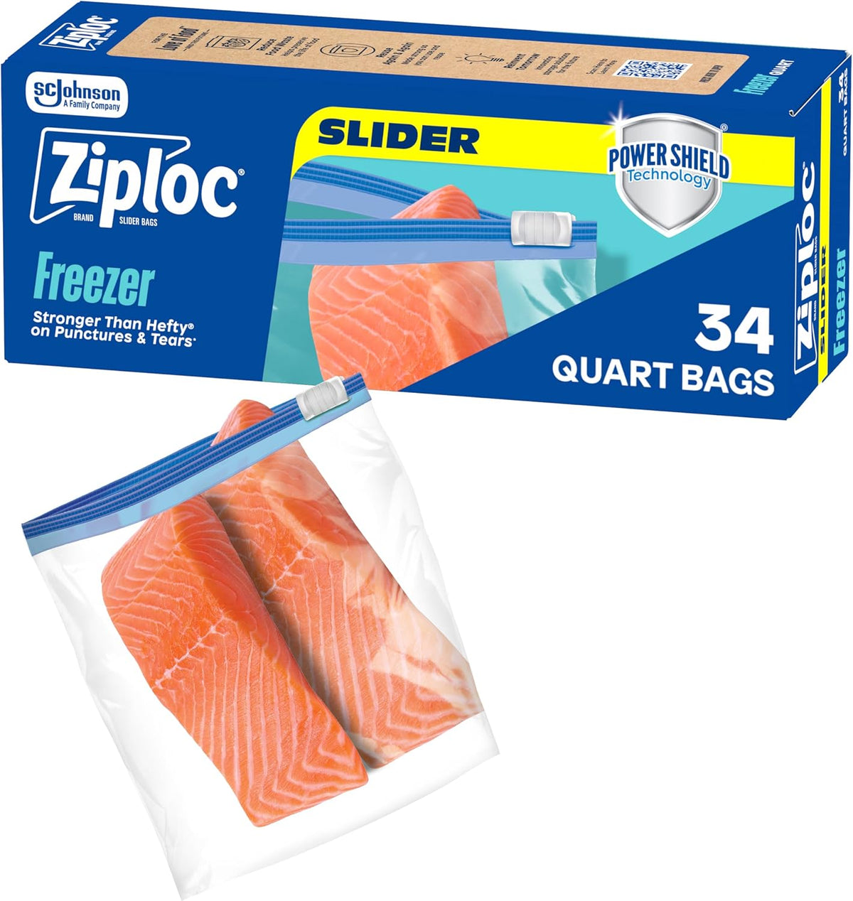 Ziploc Quart Freezer Slider Bags, Food Storage, 34 Count