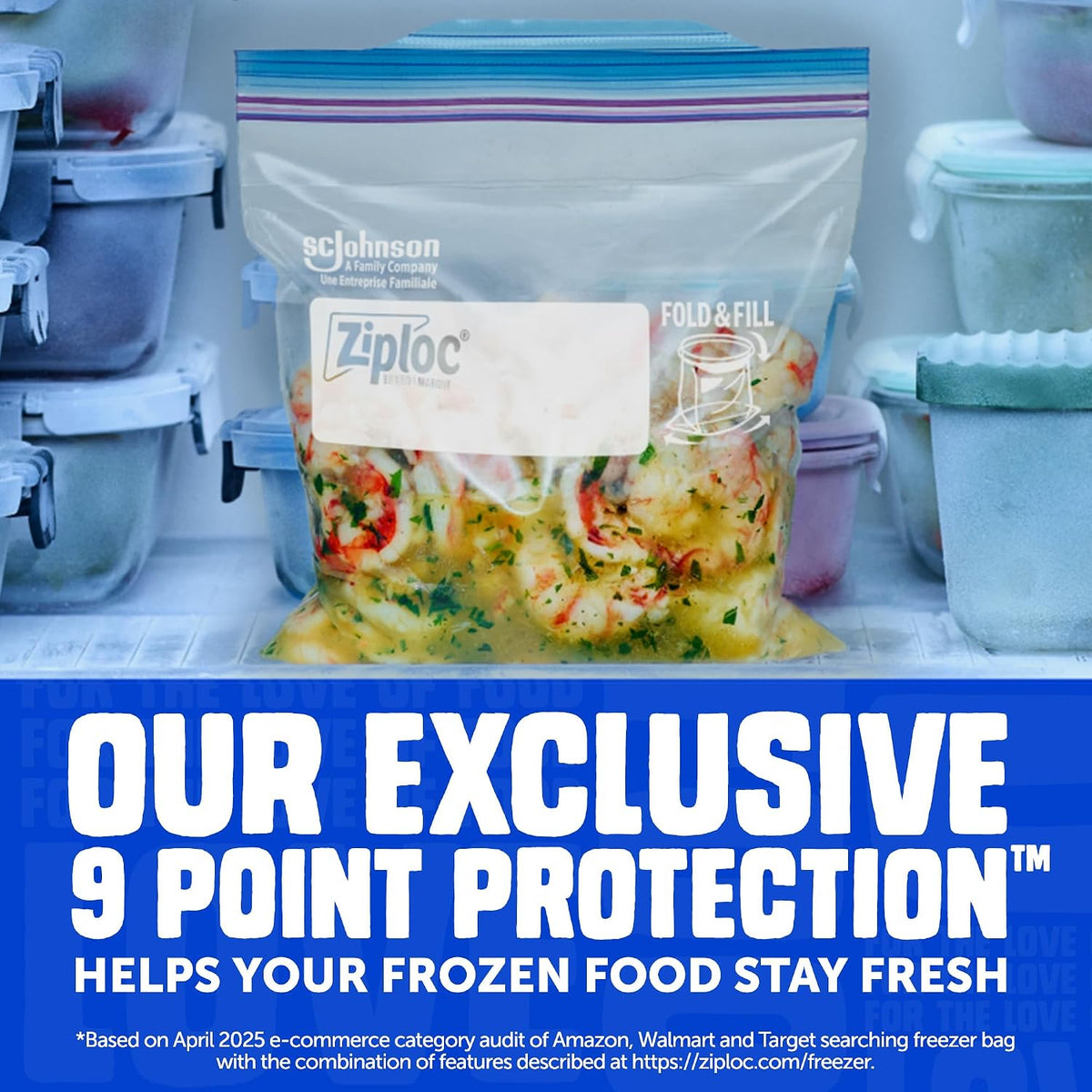 Ziploc Gallon Freezer Bags, Food Storage, Stand-Up Bottom, 28 Count