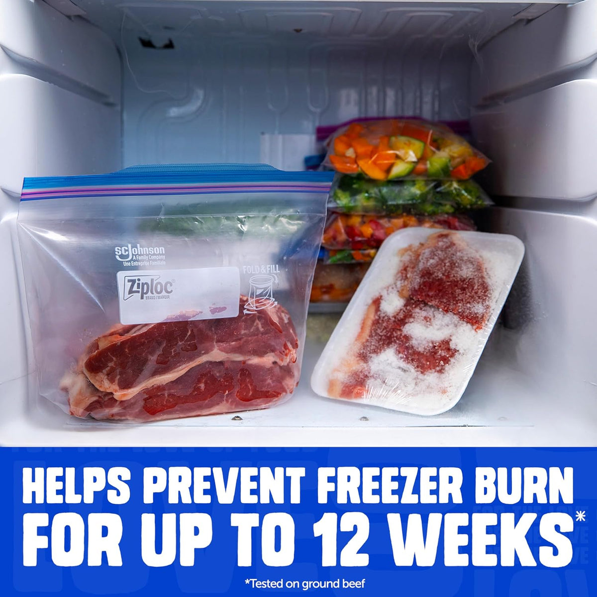 Ziploc Gallon Freezer Bags, Food Storage, Stand-Up Bottom, 28 Count