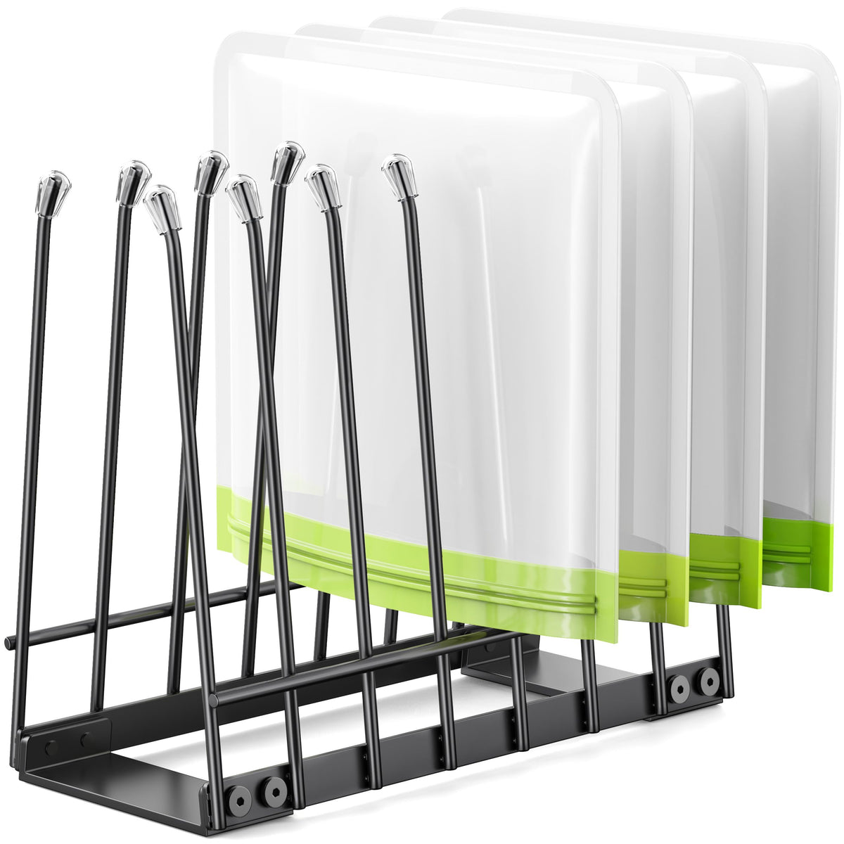 Plastic Bag Drying Rack, Metal Reusable Silicone Ziplock Bag & Bottle Drying Stand, Lerine Drying Rack Kitchen Organizer, Silver