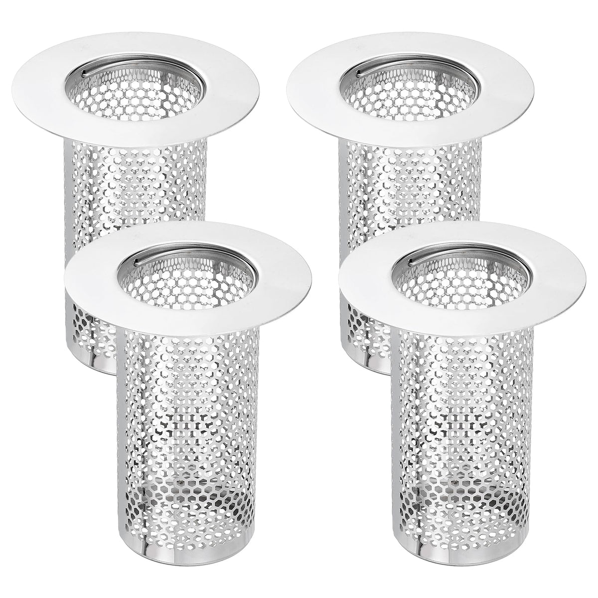 uxcell 2 Pack Shower Drain Strainer, 2" x 2.5" Stainless Steel Floor Drain Strainer Deep Sink Hair Catcher for Kitchen Bathroom Balcony Floor Drain, Fit Hole Size from 1.57" to 2.56"