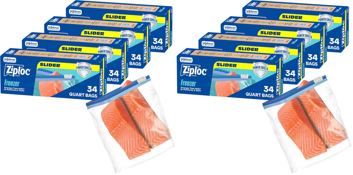 Ziploc Quart Freezer Slider Bags, Food Storage, 34 Count