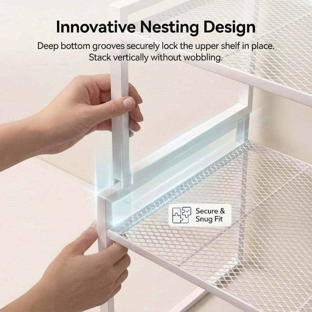 Stackable Kitchen Cabinet Organizer Shelves Pantry Rack Set of 2