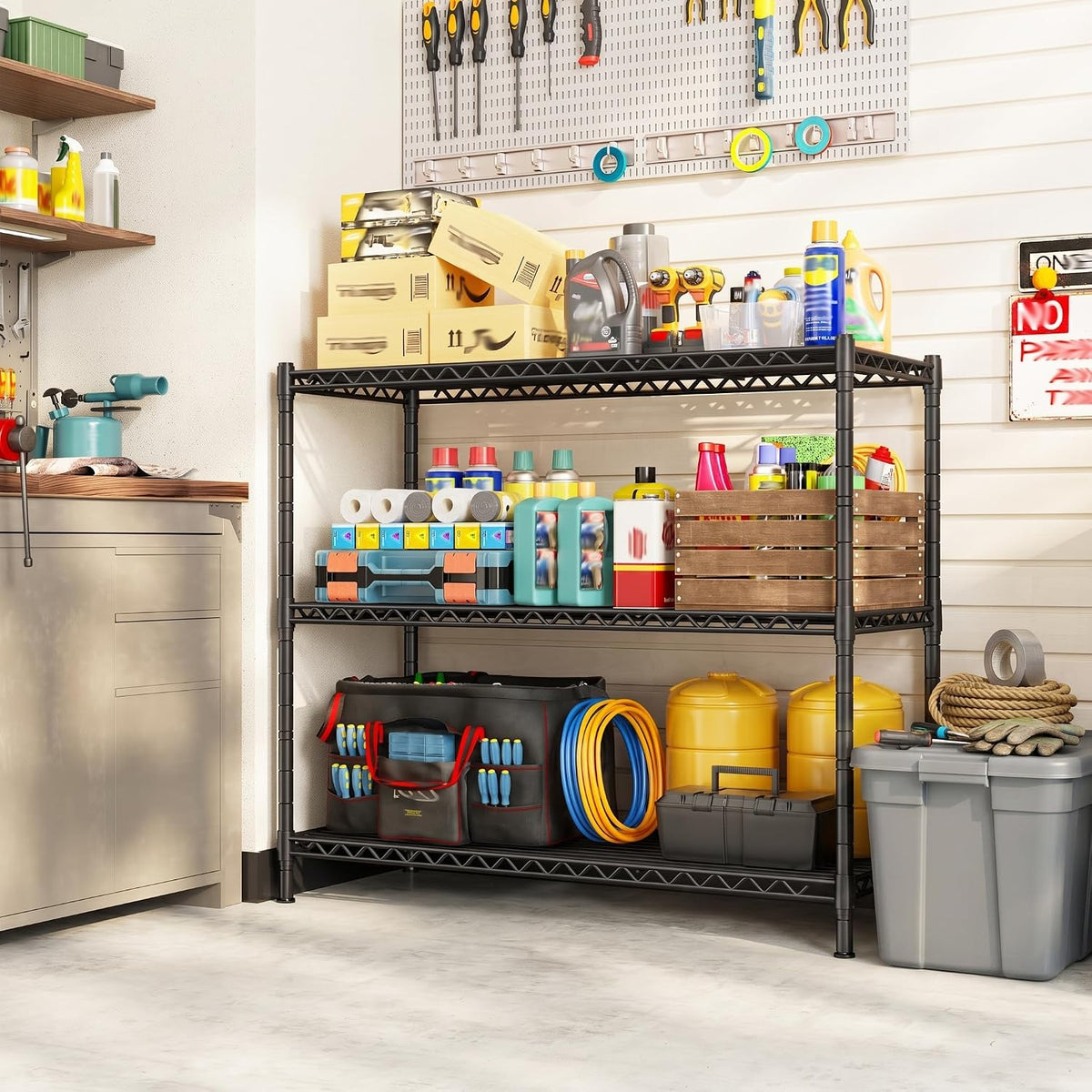 DurayLoly 3-Tier Metal Shelving 468LBS, Adjustable Storage Shelves, Kitchen
