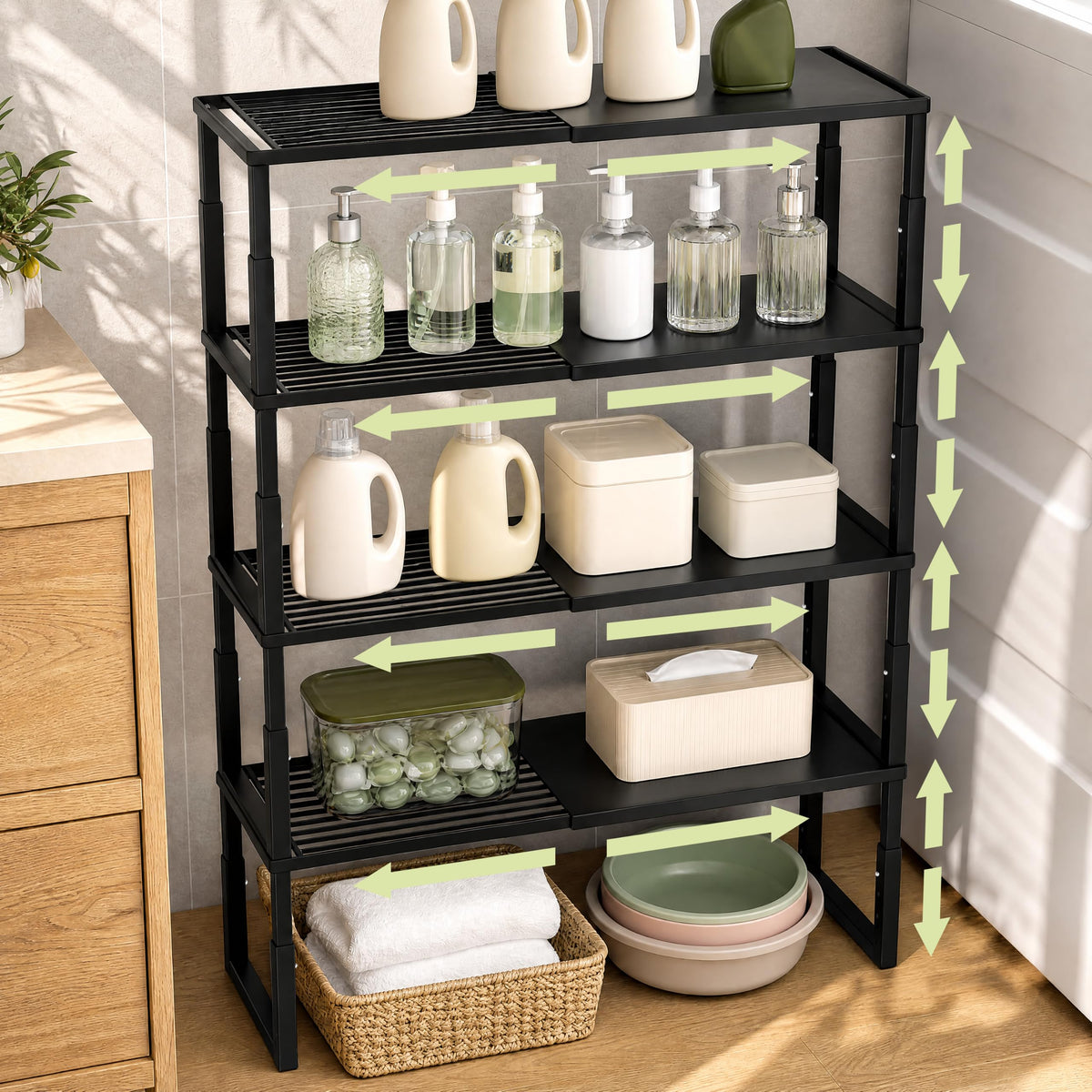 Cabinet Shelves, 2 Pack Stackable Shelves for Kitchen Storage