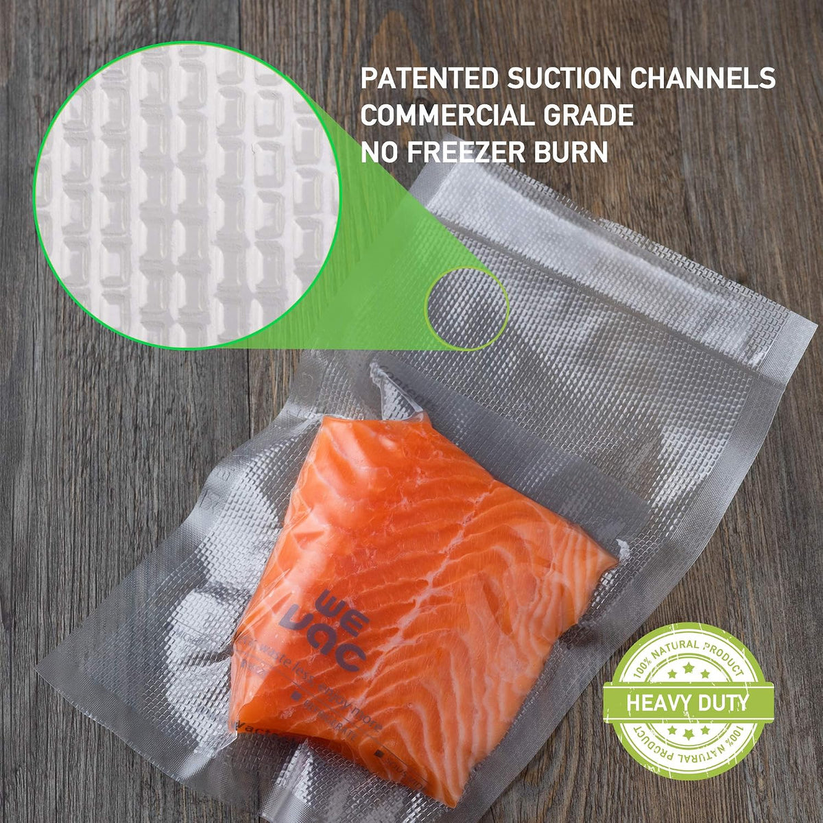 Wevac Vacuum Sealer Bags 6x10" 100 Pint for Food Saver Vacuum Seal Machine