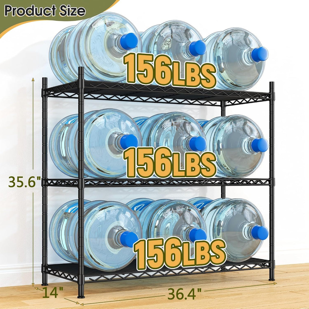 DurayLoly 3-Tier Metal Shelving 468LBS, Adjustable Storage Shelves, Kitchen