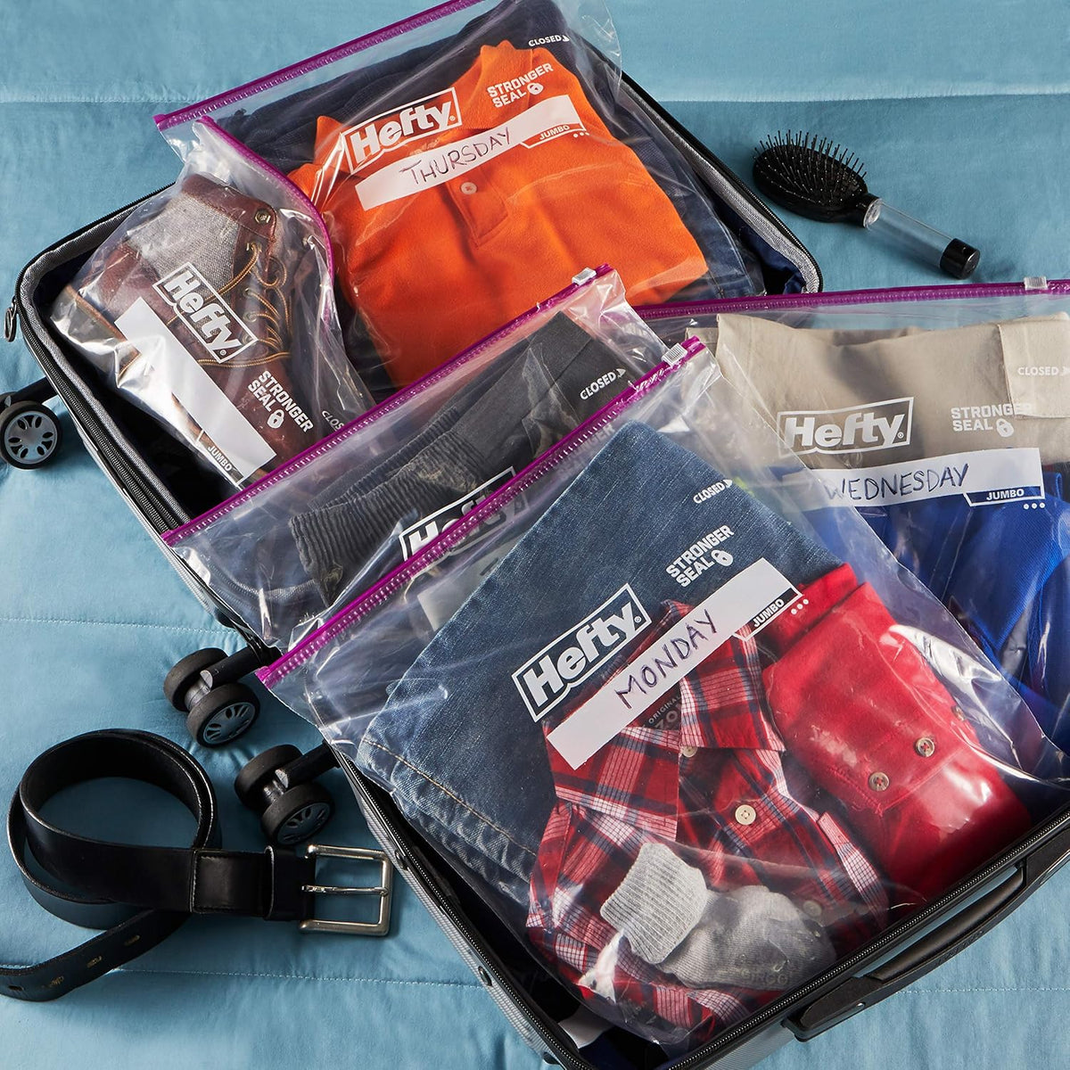 Hefty Slider Jumbo Storage Bags, 2.5 Gallon Size, 3 Boxes of 15 Bags (45 Total)