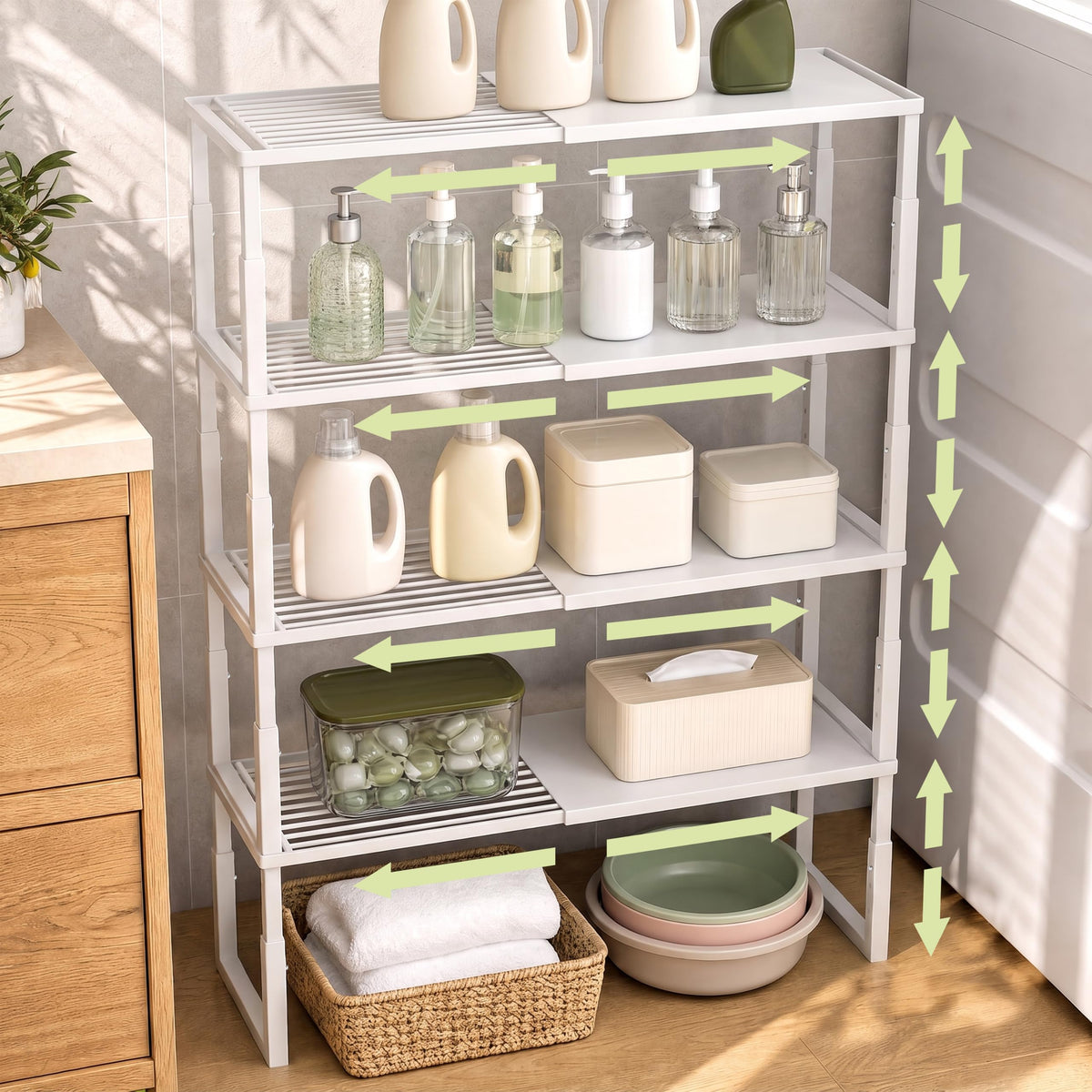 Cabinet Shelves, 2 Pack Stackable Shelves for Kitchen Storage