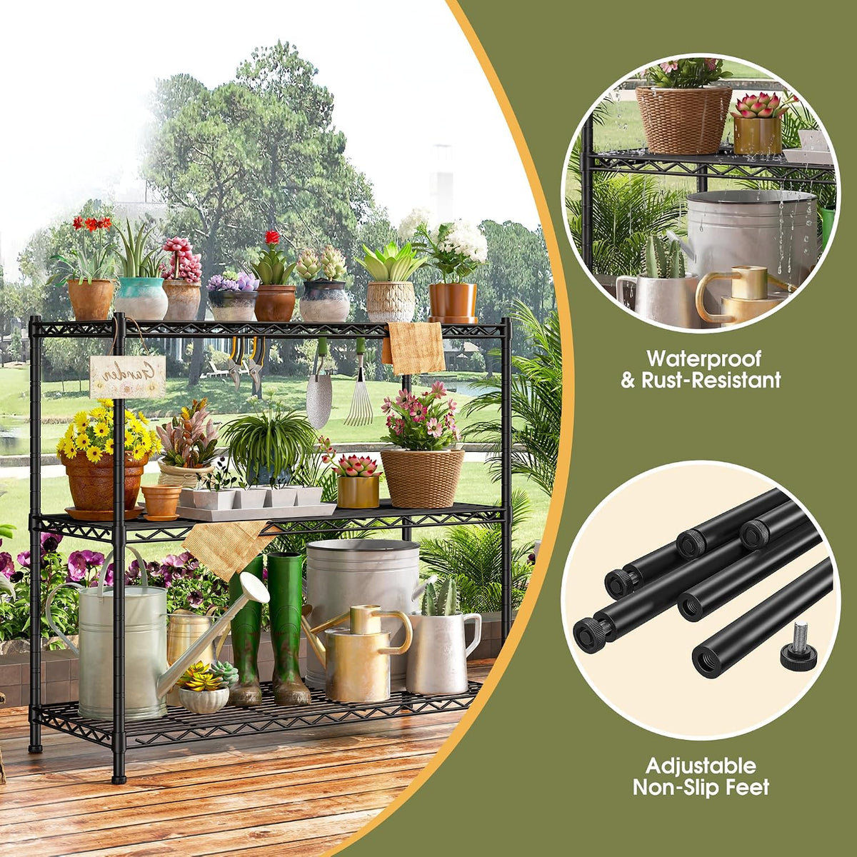 DurayLoly 3-Tier Metal Shelving 468LBS, Adjustable Storage Shelves, Kitchen