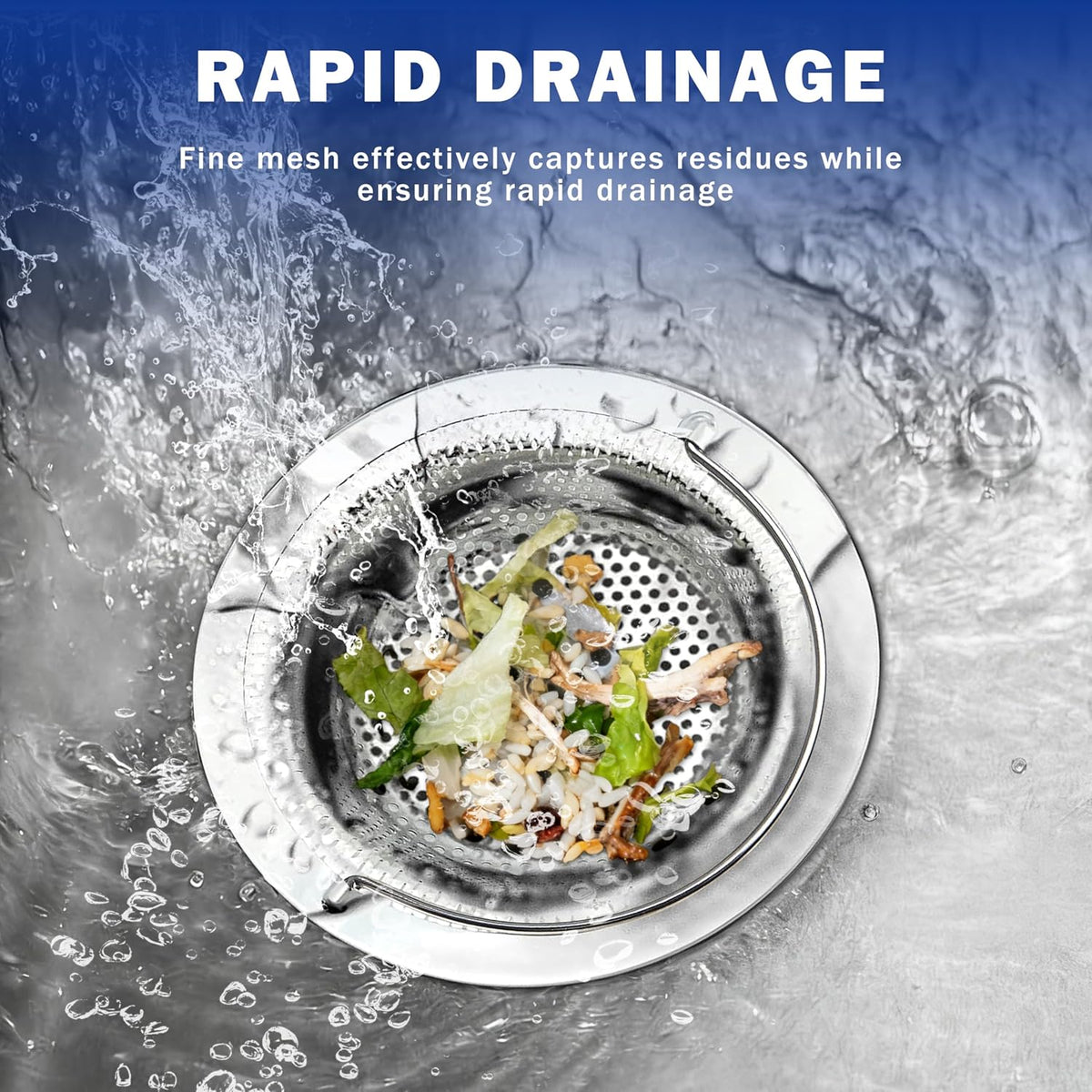 2 Pack Kitchen Sink Drain Strainer with Handle, Universal Stainless Steel Food Catcher Basket, Rust Free, Fits Most Kitchen Sinks