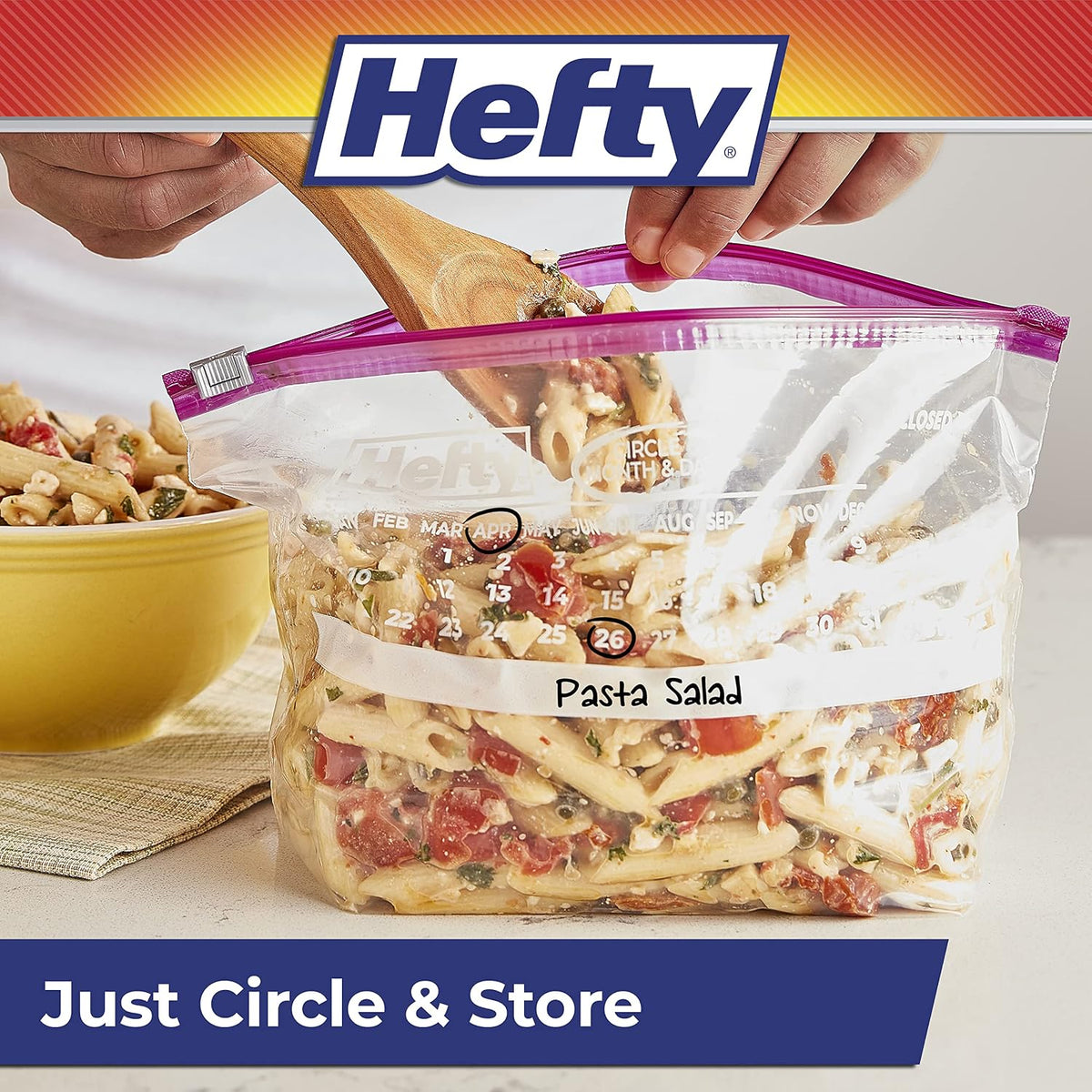 Hefty Calendar Slider Storage Bags, Half Gallon Size, 4pk, 32ct (128 Total)